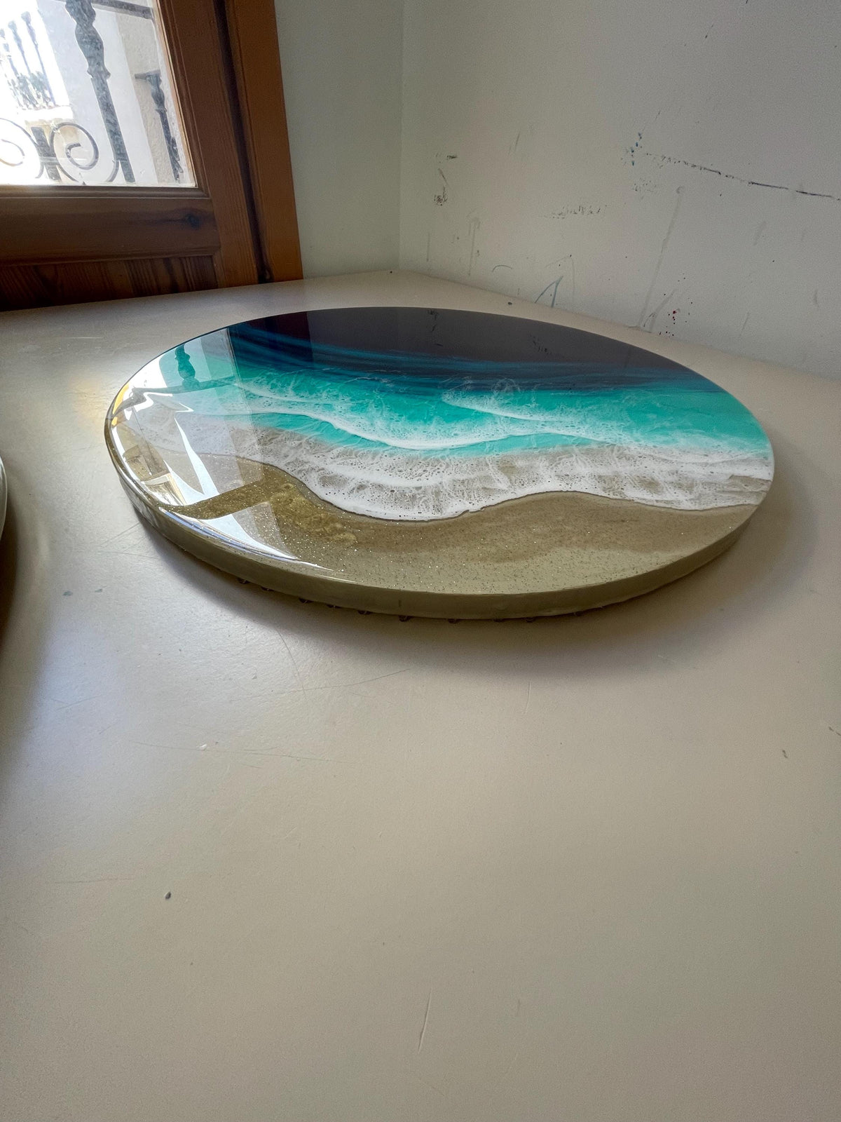 Ocean Resin Nesting Coffee Tables | Set of 2 Coastal Side Tables | Luxury Beach House Furniture | Handmade Resin Art | Handmade in Spain