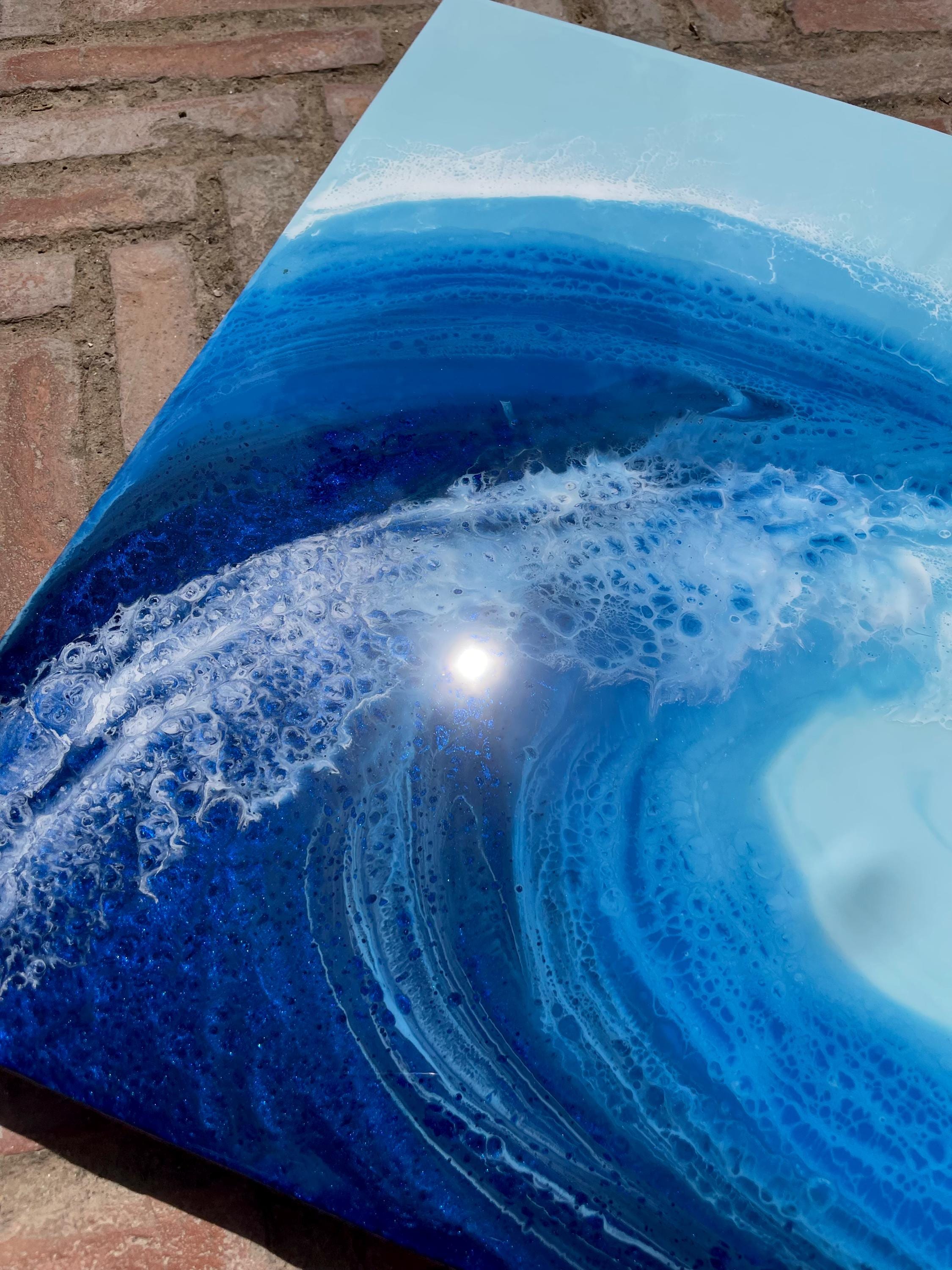 Medium Resin Ocean Wave Art | Coastal Wall Decor | Handmade Beach Artwork | Ocean Wave Wall Hanging | Luxury Coastal Home Decor