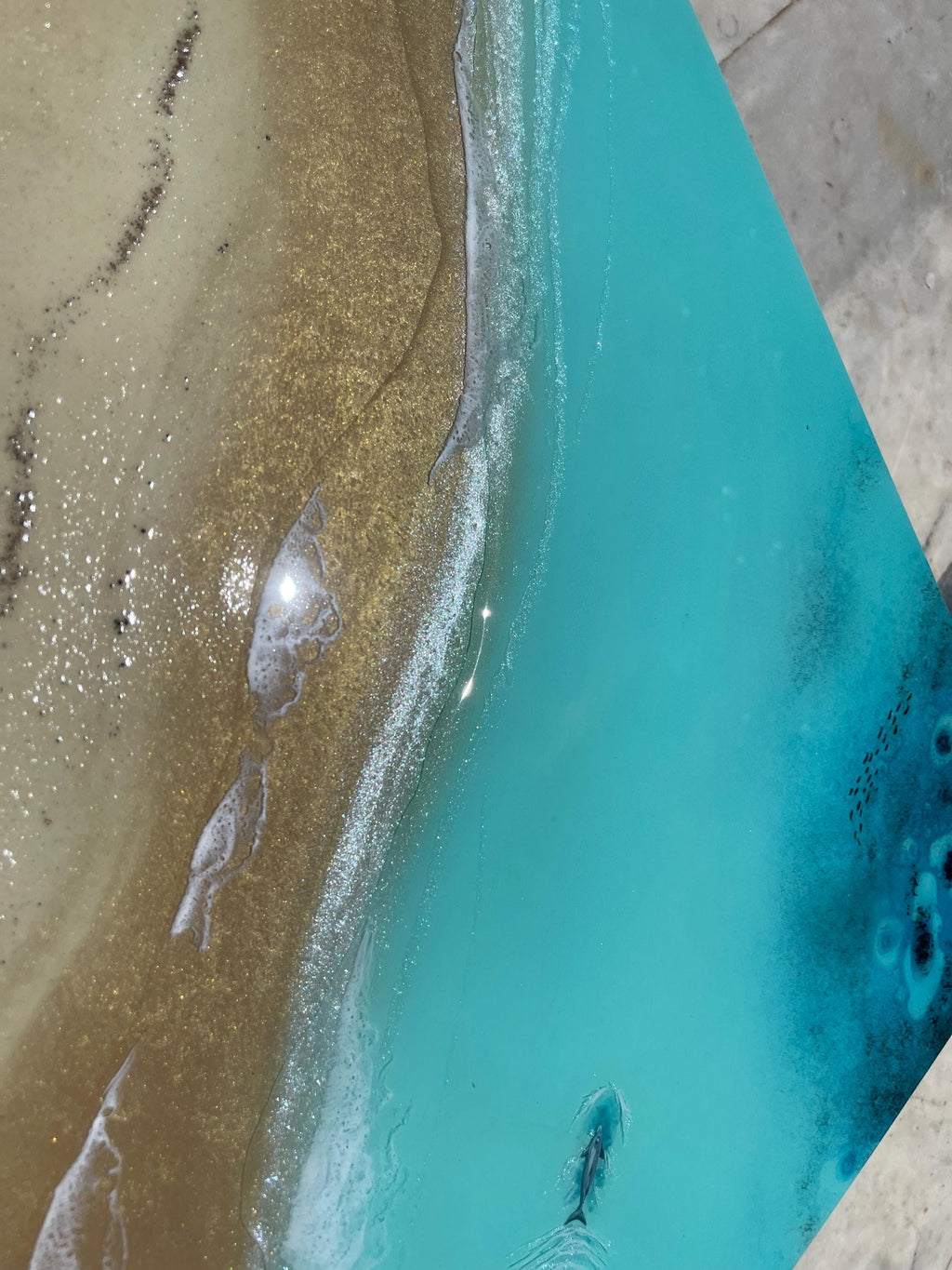 Resin Ocean Wall Art, Coastal Beach Painting, Turquoise Sea Artwork, Luxury Coastal Decor, Modern Beach House Wall Art, 70x40 cm