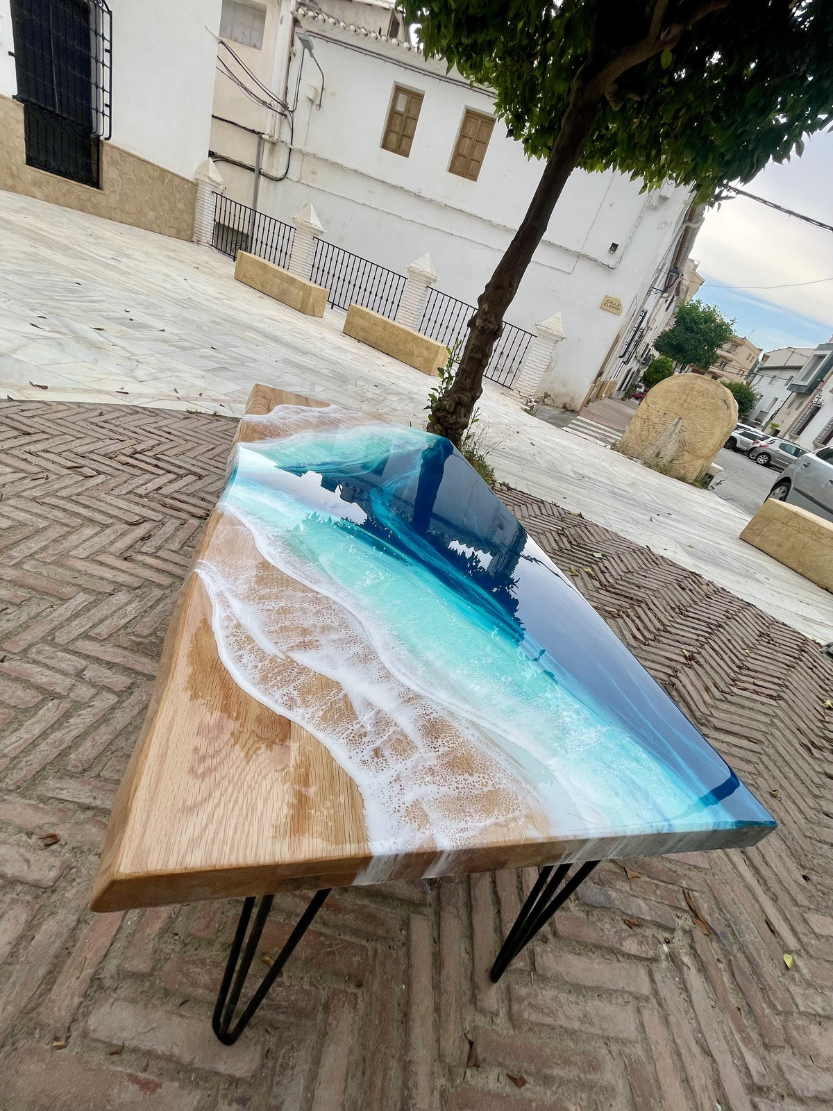 Extra Large Oak Resin Coffee Table | Luxury Coastal Statement Furniture | Handmade Ocean Table | Solid Oak Beach House Coffee Table