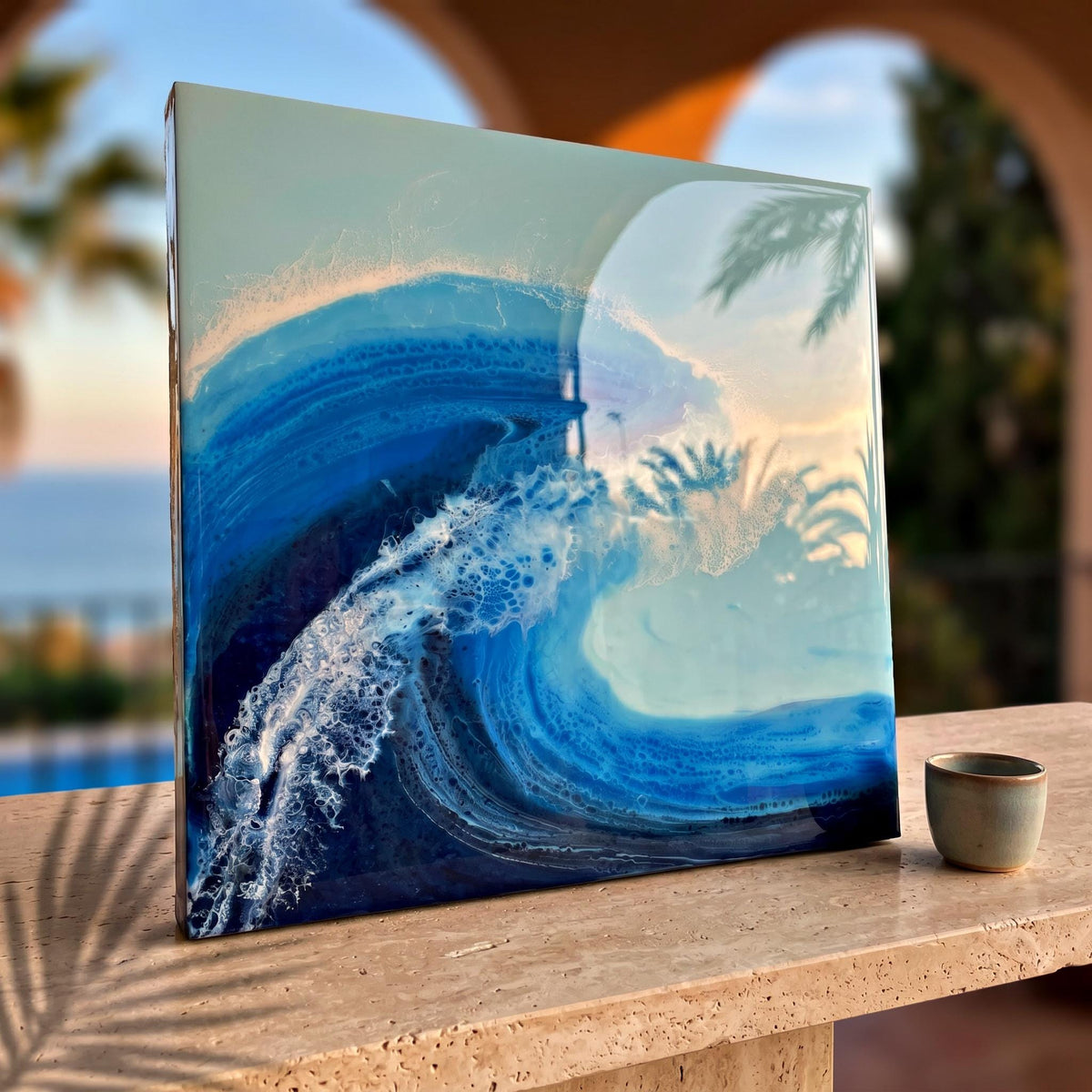 Small Resin Ocean Wave Art | Coastal Wall Decor | Handmade Resin Artwork | Beach House Wall Art | Ocean Painting on Wood