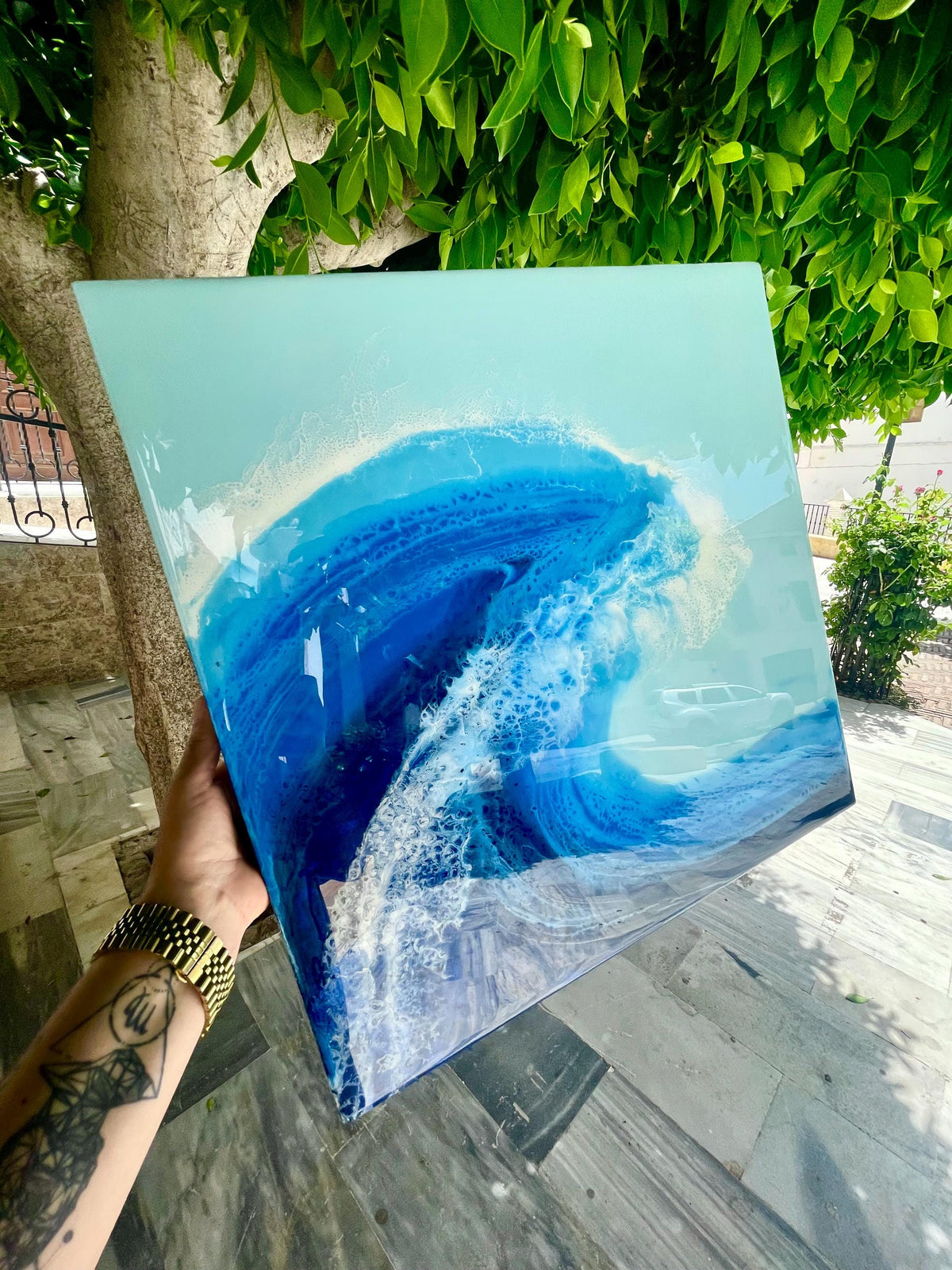 Large Resin Ocean Wave Art | Statement Coastal Wall Decor | Handmade Beach House Artwork | Luxury Ocean Painting | Coastal Interior Design