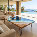 Extra Large Oak Resin Coffee Table | Luxury Coastal Statement Furniture | Handmade Ocean Table | Solid Oak Beach House Coffee Table
