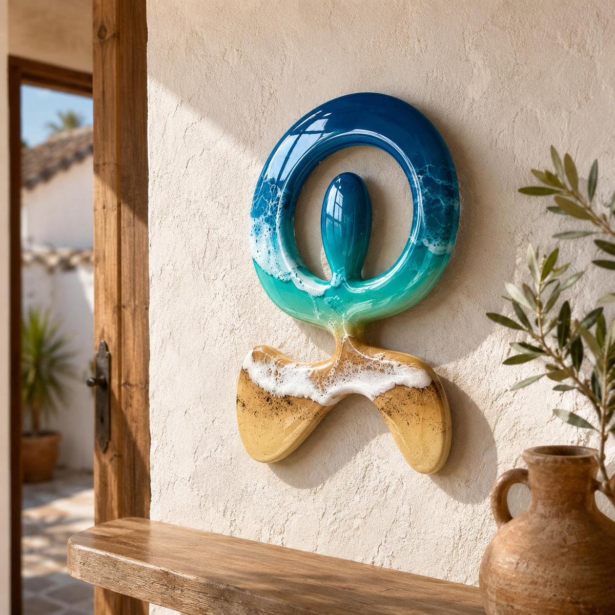 Indalo Wall Art | Handmade Resin Ocean Decor | Lucky Andalusian Symbol | Coastal Wall Hanging | Mediterranean Gift | 19cm