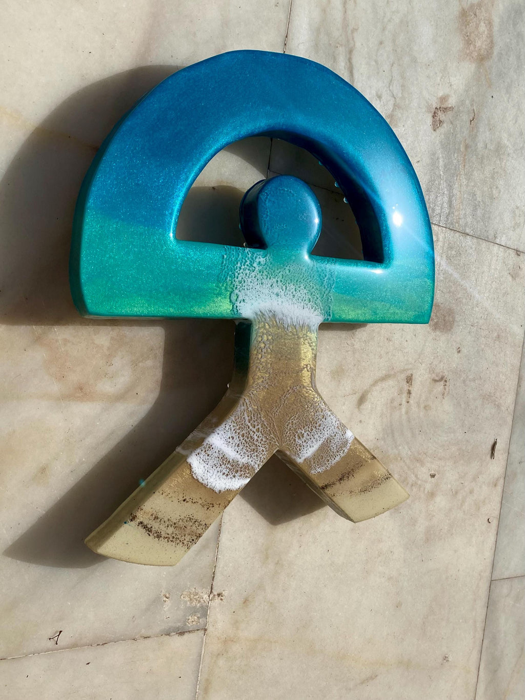Indalo Wall Art | Handmade Resin Ocean Decor | Lucky Andalusian Symbol | Coastal Wall Hanging | Mediterranean Wall Art | 30cm