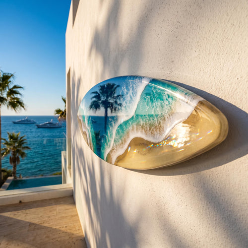 150cm Extra Large Resin Ocean Surfboard Wall Art | Luxury Coastal Decor | Handmade Beach House Artwork | Real Sand & Resin Waves