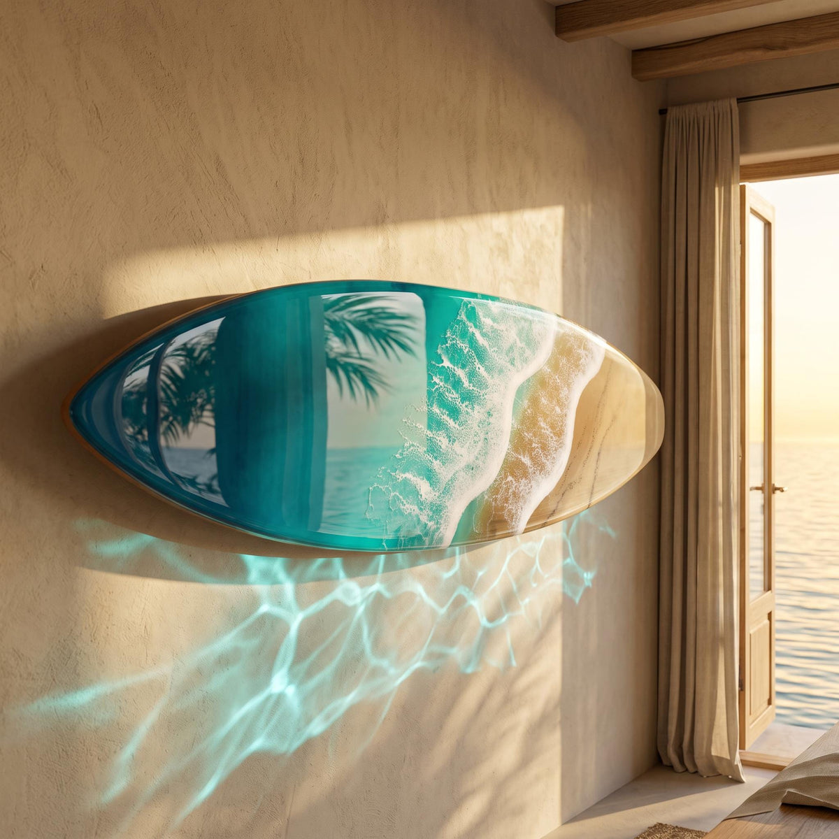 Luxury Resin Surfboard Wall Art | Coastal Beach House Decor | Handmade Ocean Wall Art | Premium Coastal Statement Piece