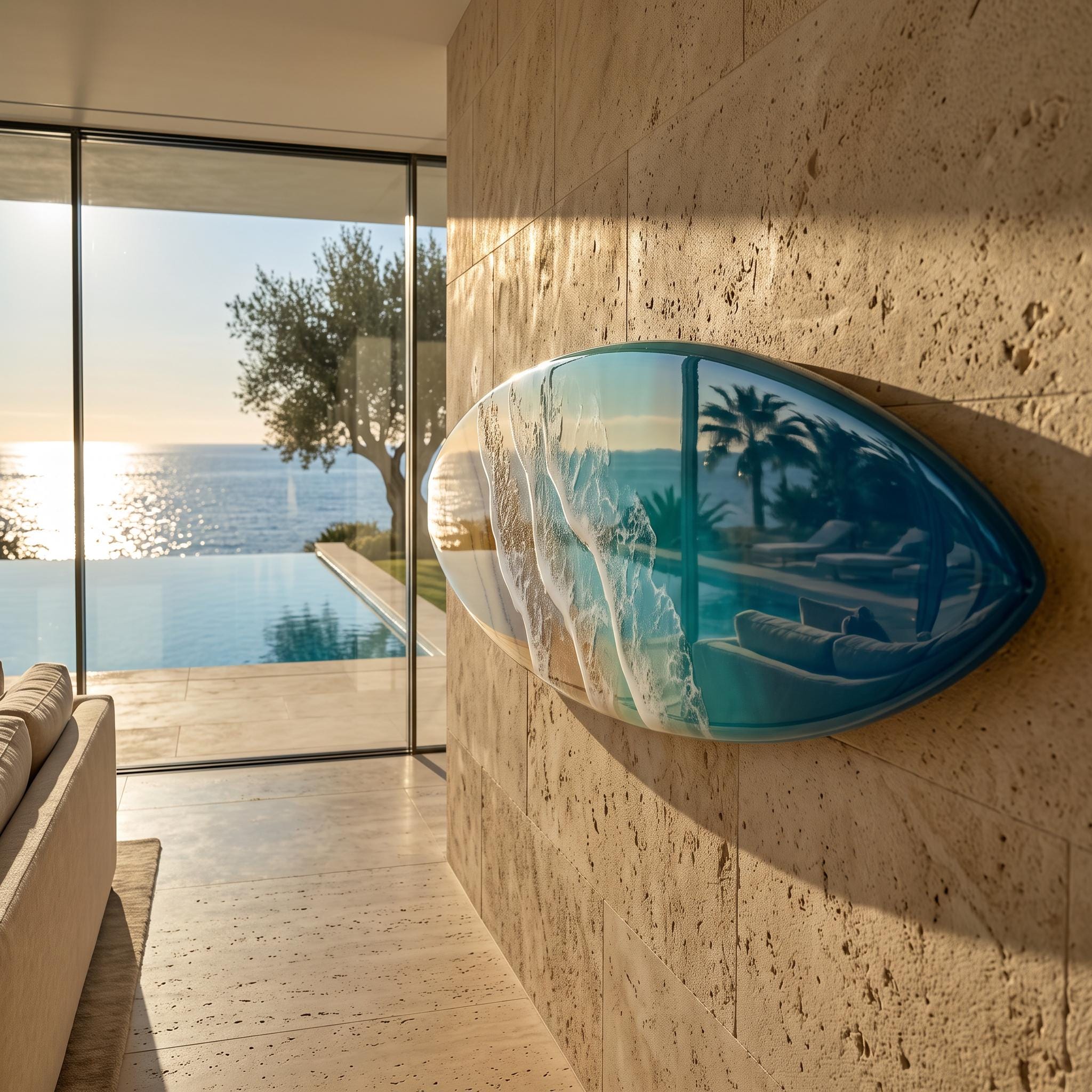 Luxury Resin Surfboard Wall Art | Coastal Beach House Decor | Handmade Ocean Wall Art | Premium Coastal Statement Piece