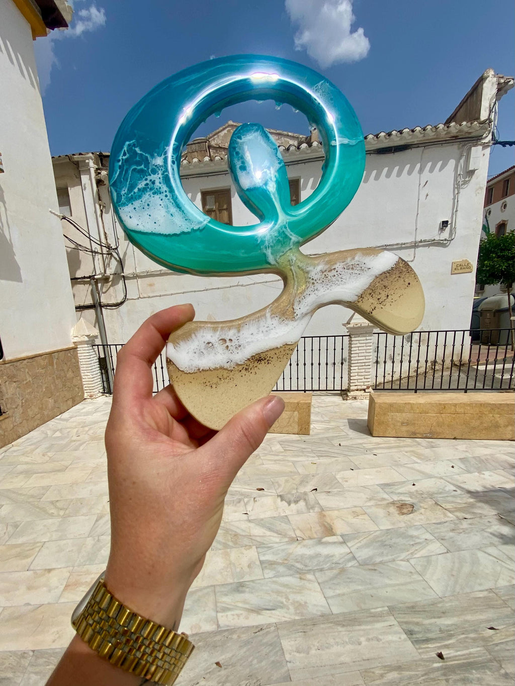 Indalo Wall Art | Handmade Resin Ocean Decor | Lucky Andalusian Symbol | Coastal Wall Hanging | Mediterranean Gift | 19cm