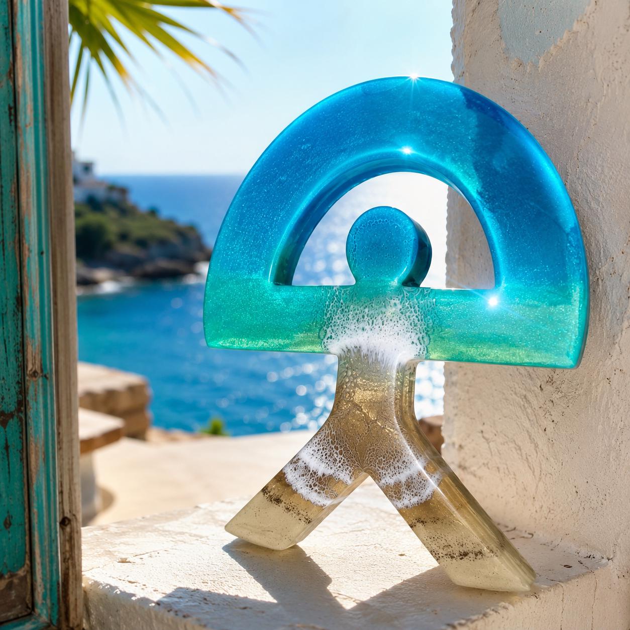 Indalo Wall Art | Handmade Resin Ocean Decor | Lucky Andalusian Symbol | Coastal Wall Hanging | Mediterranean Wall Art | 30cm