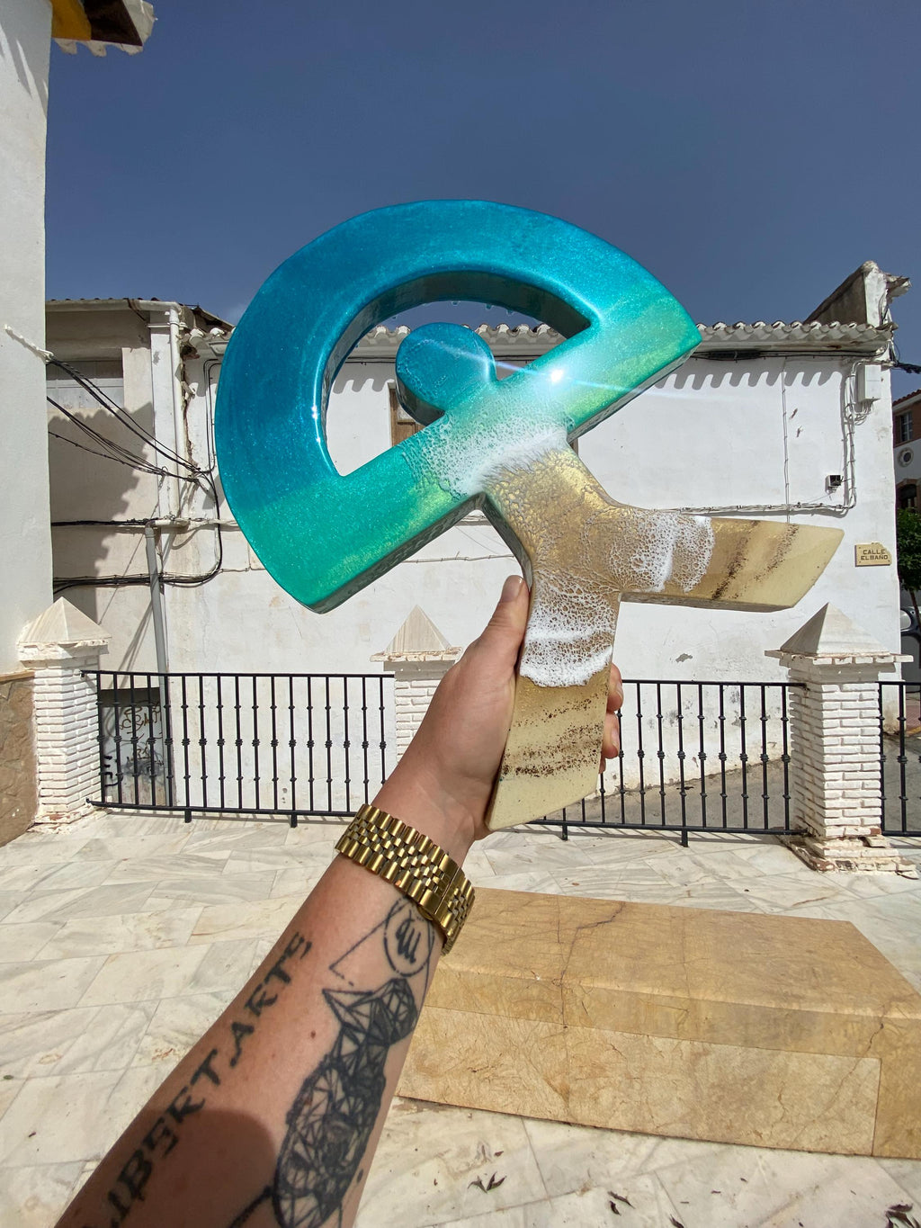 Indalo Wall Art | Handmade Resin Ocean Decor | Lucky Andalusian Symbol | Coastal Wall Hanging | Mediterranean Wall Art | 30cm