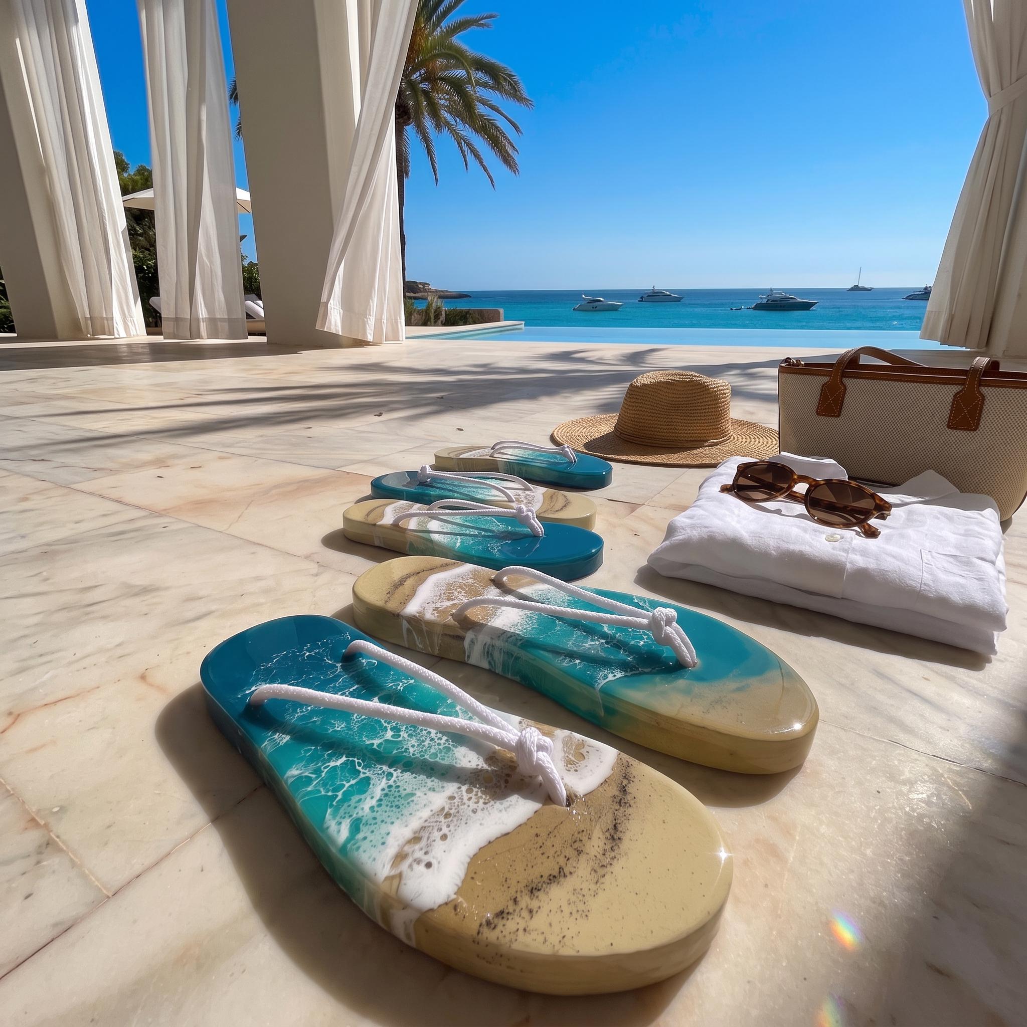 Handmade Resin Flip Flop Wall Decor: Coastal Beach Art with Starfish