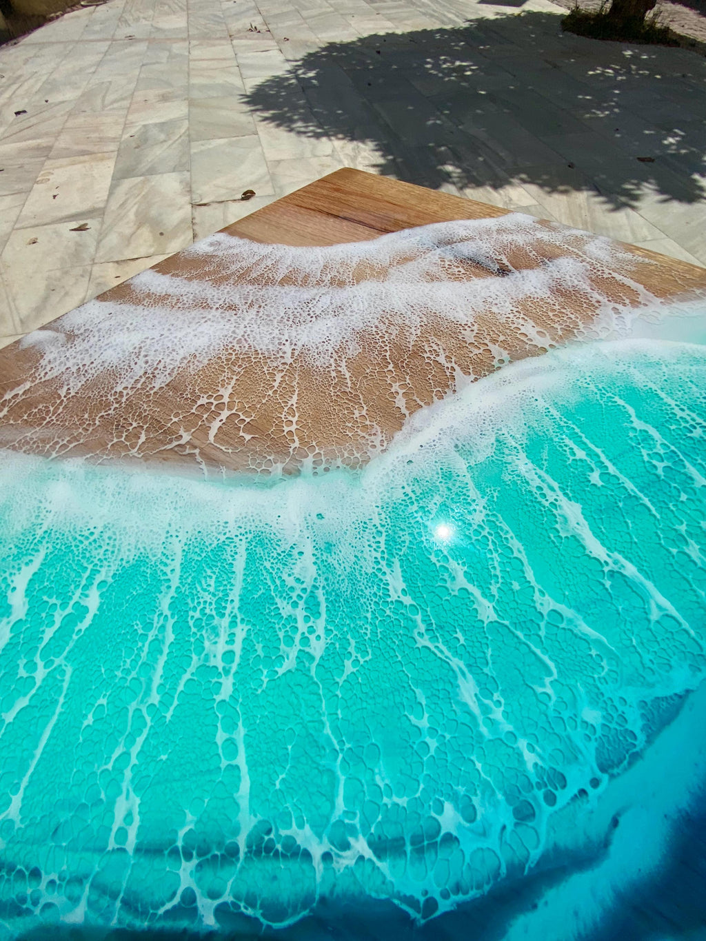 Luxury Oak Resin Coffee Table | Handmade Ocean Table | Solid Oak Coastal Furniture | Epoxy Resin Beach Coffee Table | 80x60 & 100x40