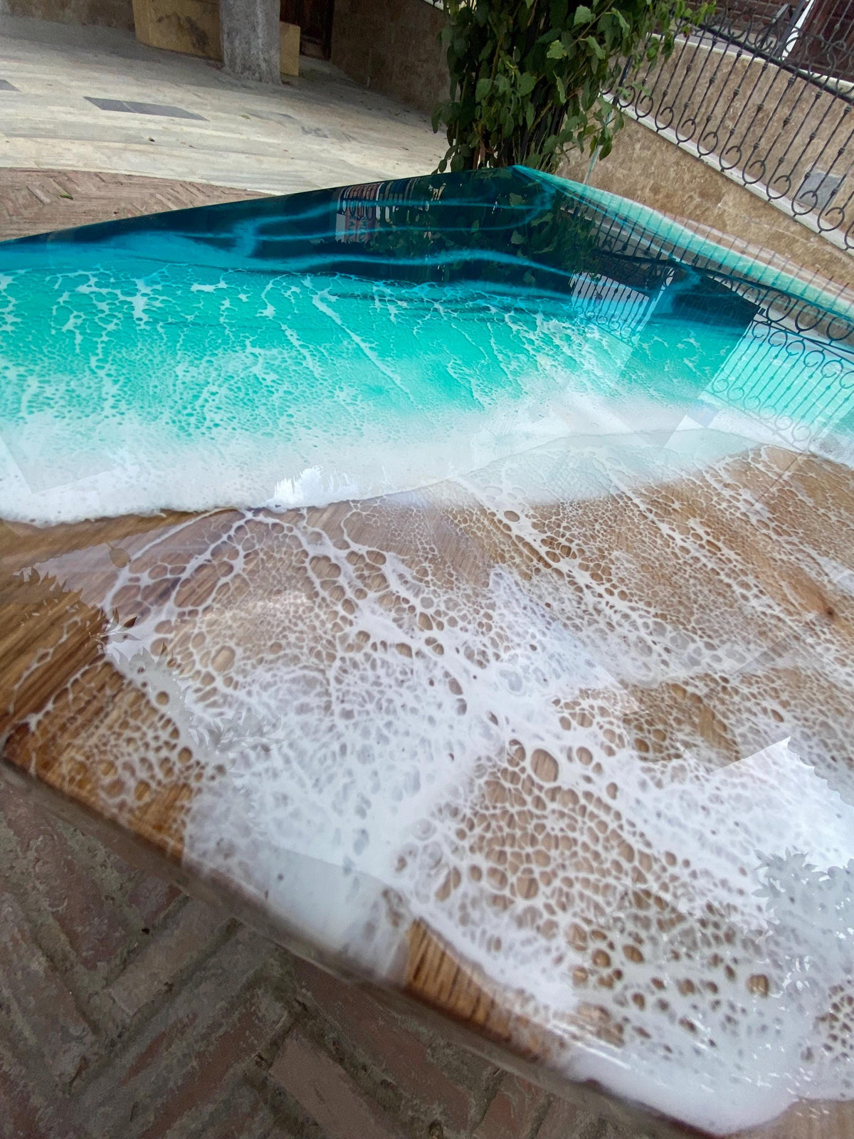 Luxury Oak Resin Coffee Table | Handmade Ocean Table | Solid Oak Coastal Furniture | Epoxy Resin Beach Coffee Table | 80x60 & 100x40